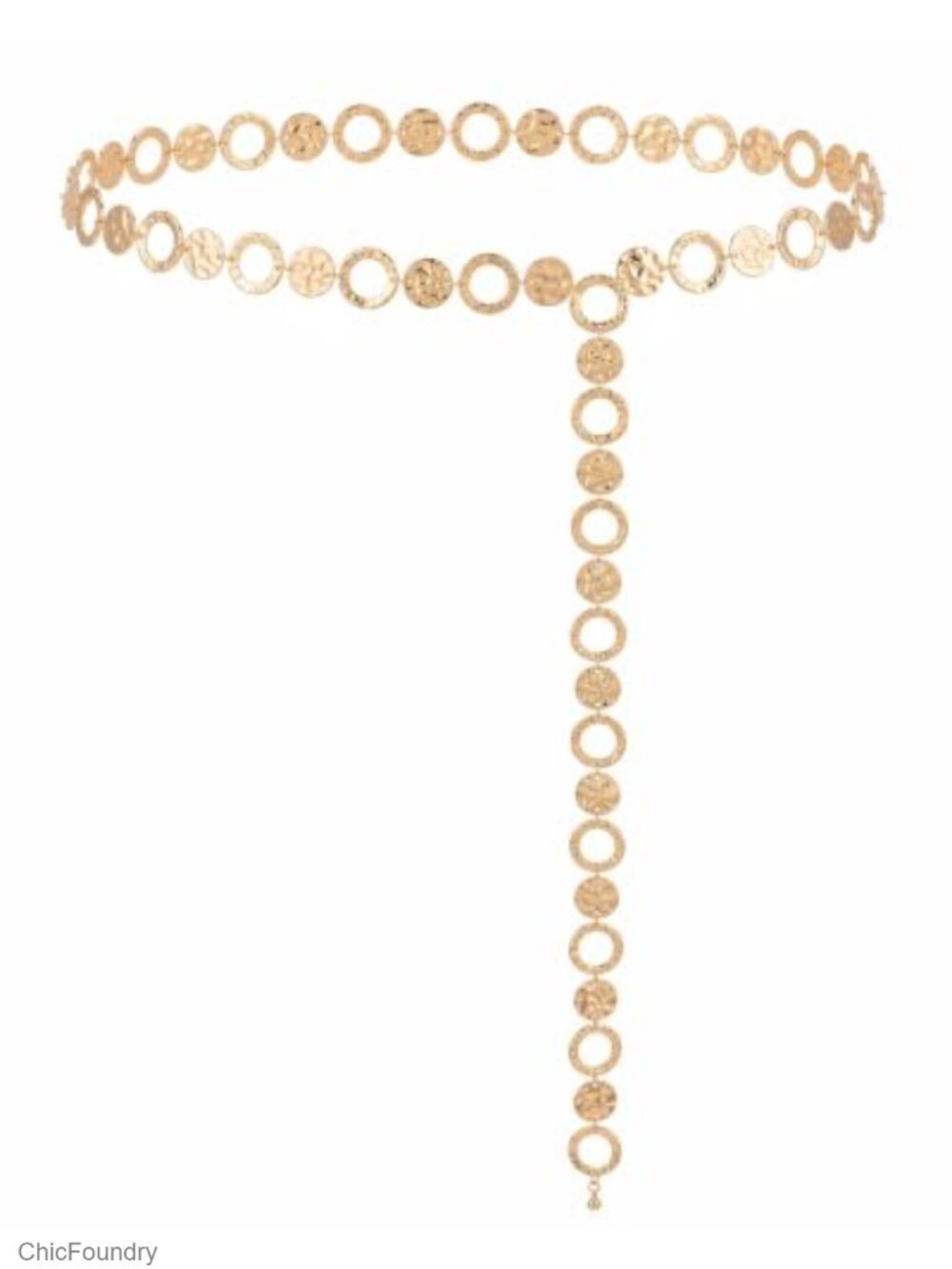 Boho Hollow Out O Ring Concho Waist Chain Belt for Women Metal